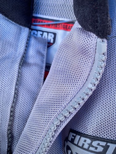 First Gear Motorcycle Jacket Logo Padded Hook & Loop Pockets Full Zip Silver XL - Picture 9 of 19