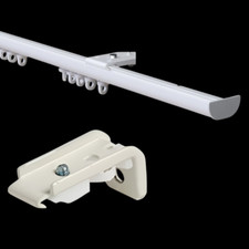 Image of DISCRETE CURTAIN TRACK 40mm FACE TOP FIX HEAVY DUTY WHITE ALUMINIUM RAIL SET
