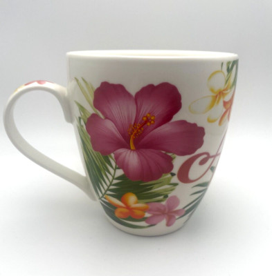Island Heritage Aloha Palm Flowers Coffee Mug 189oz Porcelain Hawaiian Cup B11