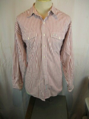 Mens Greg Norman Maroon Stripe LS Casual Cotton Shirt Top sz XL
