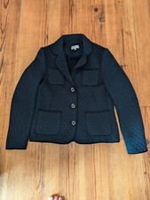 Hobbs Quilted Jacket Blazer Womens Size 12 Navy Button Close