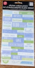 Me & My Big Ideas Baby Boy Words 3 Sheets Scrapbook Stickers Value Pack 150 Pc