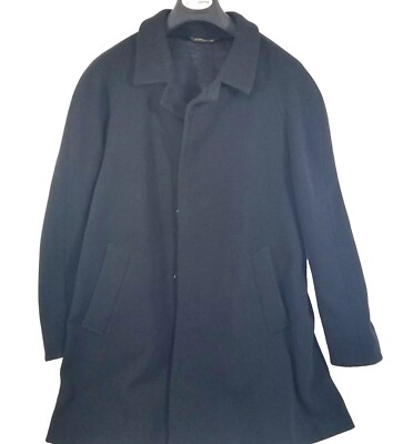 Vintage Mens Large Black Coat Marshall Fields Italy Classic