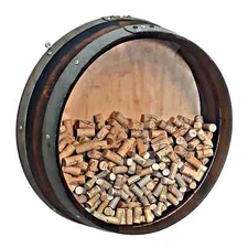 Wine Cork holder made from used wine barrel head. wall mount, Free Shipping