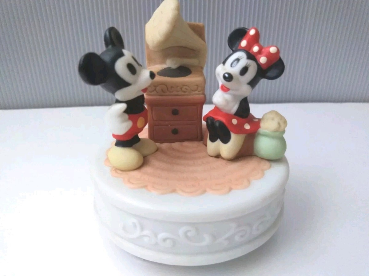 Vintage Mickey & Minnie Music Box 90's Tokyo Disney land Ceramic