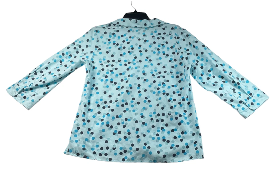 Blusa SAGHARBOR para mujer talla mediana azul negro lunares cuello nueva sin etiquetas Foto 2 de 4