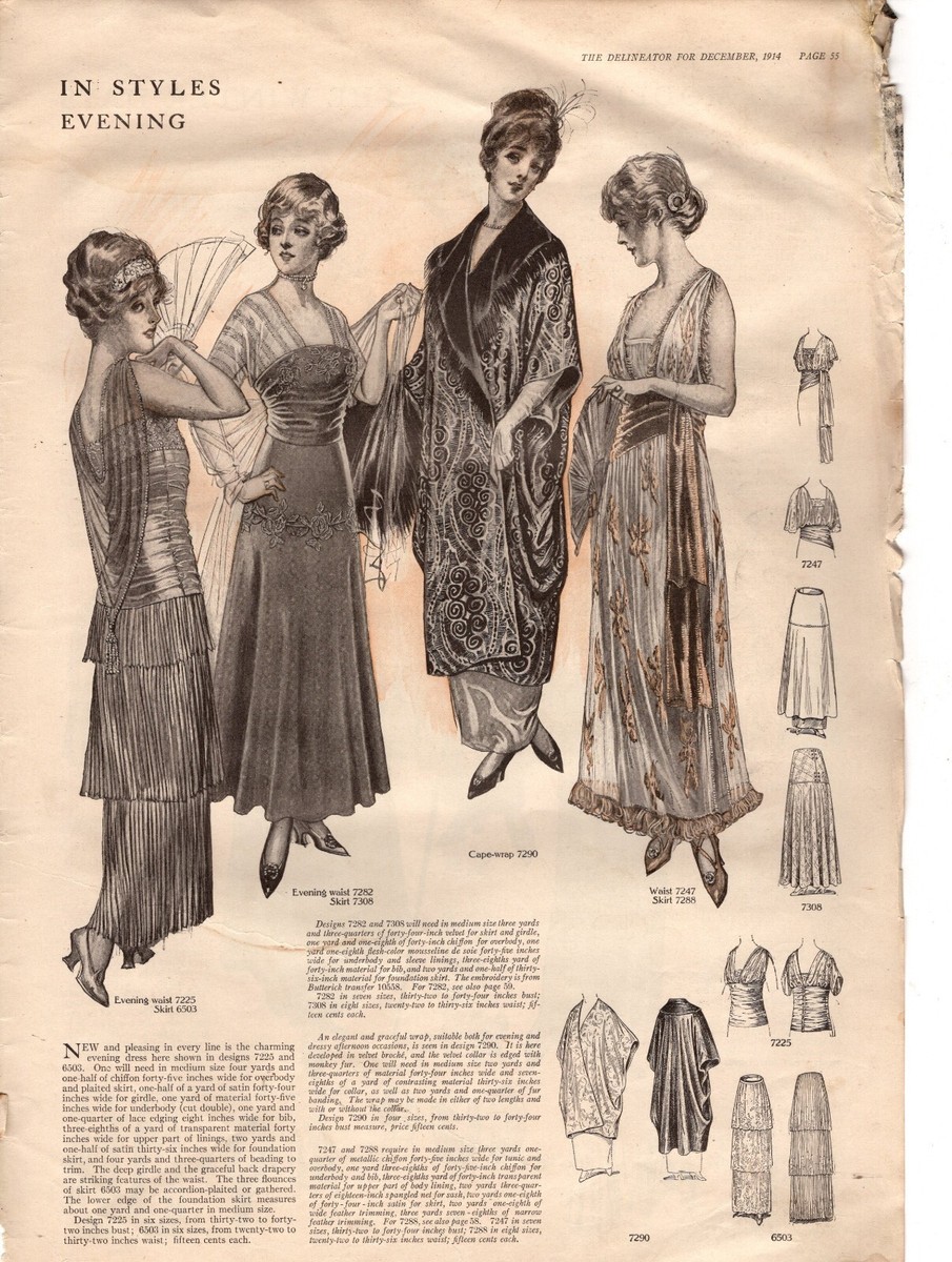 洋書 Delineator July 1933 1914 Evening Dresses, Coats Original fashion print from the