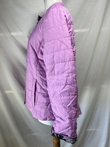 new Kate Spade Reversible Quilted Jacket Sz S Ruffle Panther Dot-Lilac Navy - Picture 10 of 13