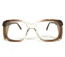 Vintage B9608 Safety Eyeglasses Frames Clear Brown Square Side Shields 56-19-135