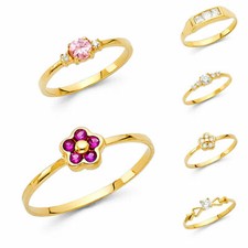 14K Solid Yellow Gold Cubic Zirconia Babies Ring for baby girls - More Rings