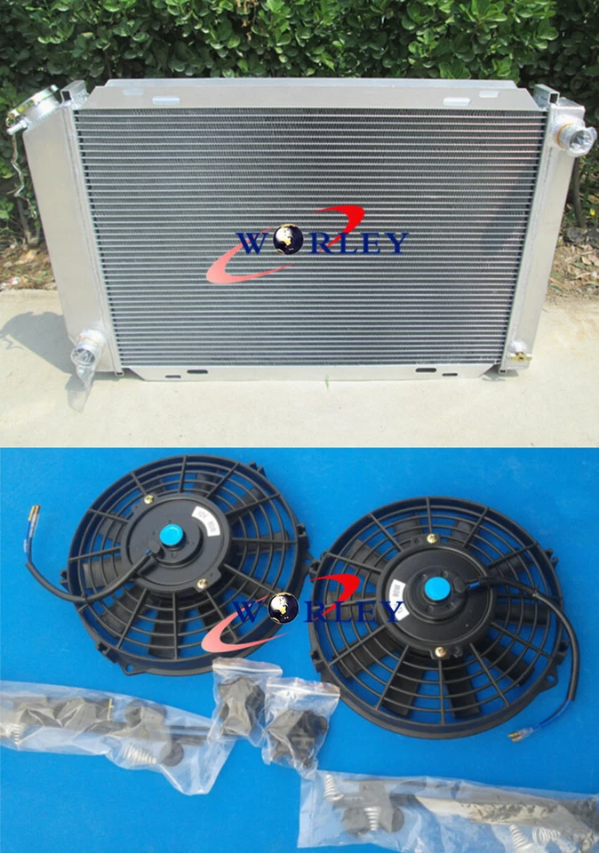 Radiador de alumínio + cobertura + ventiladores Ford Mustang GT / LX 5.0L V8 302 1979-1993 MT - Imagem 2 de 4