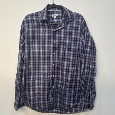 Peter Millar Purple Gingham Crown Ease Curtis Sport Button Down Shirt Large