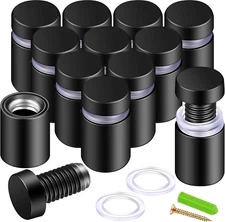 12 Pcs 0.5x0.8" Matte Black Stainless Steel Standoffs for Signs, Frames, Wall