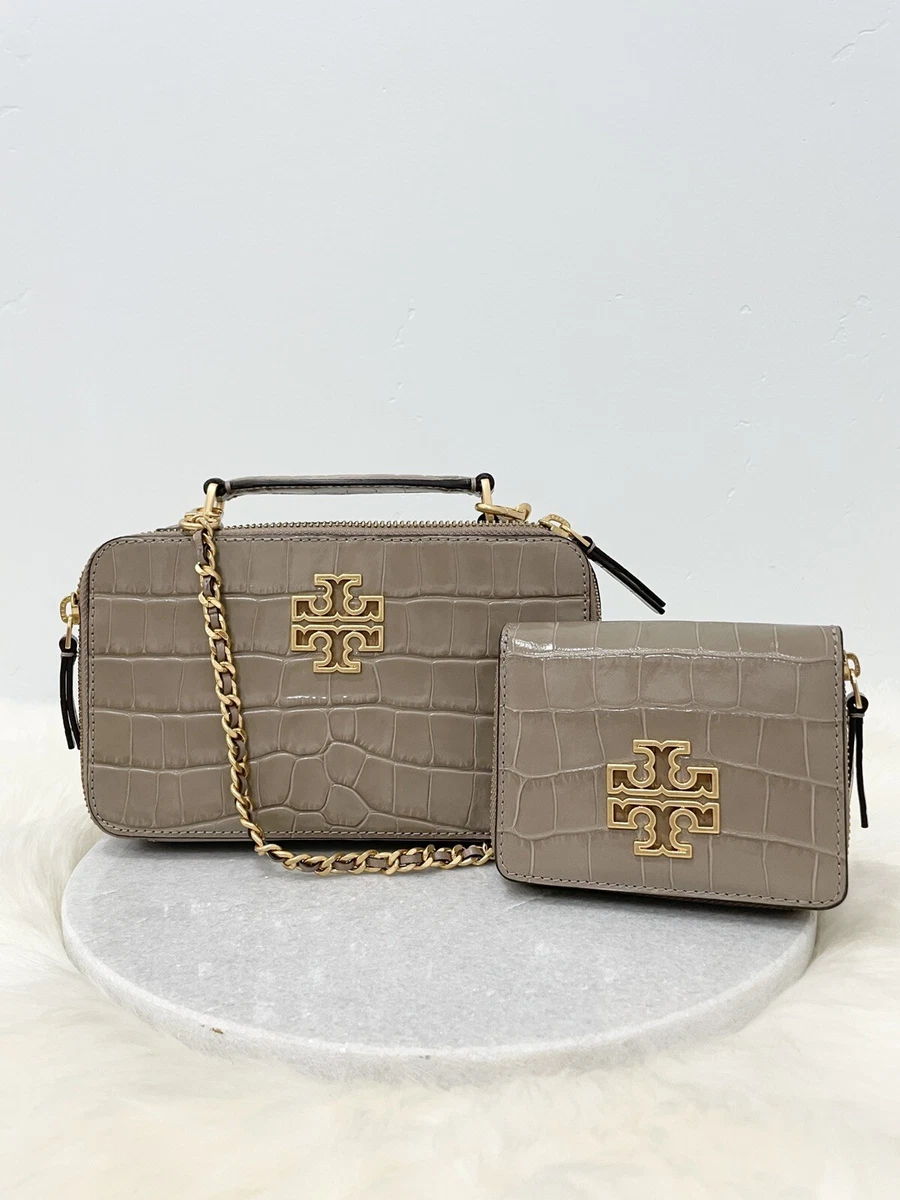 Tory Burch Crocodile-embossed Crossbody Bag In Black