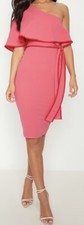 Pretty little thing pink one shoulder binding detail midi dress Size 6
