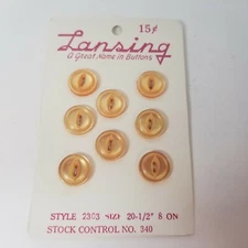 Vintage Lansing Two Holes Flat Buttons NOS Light Orange Small Eye Cut 1/2" .5"