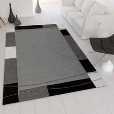 Modern Frisee Rug High-Quality Hand-Cut Contours Framed Edges in Grey NEW 
