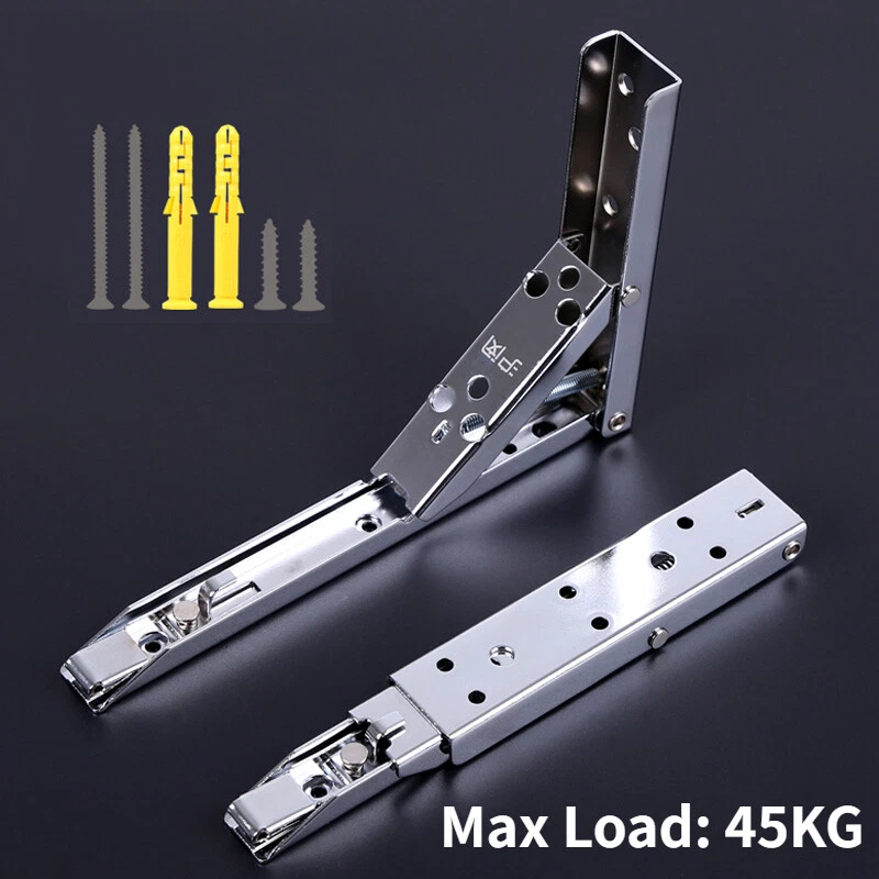 1 Coppia Acciaio Pieghevole Mensola Staffe Resistente Panca Tavolo L Fai da Te - Immagine 3 di 4