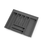 Cutlery plastic tray insert organizer for universal kitchen drawers, Anthracite