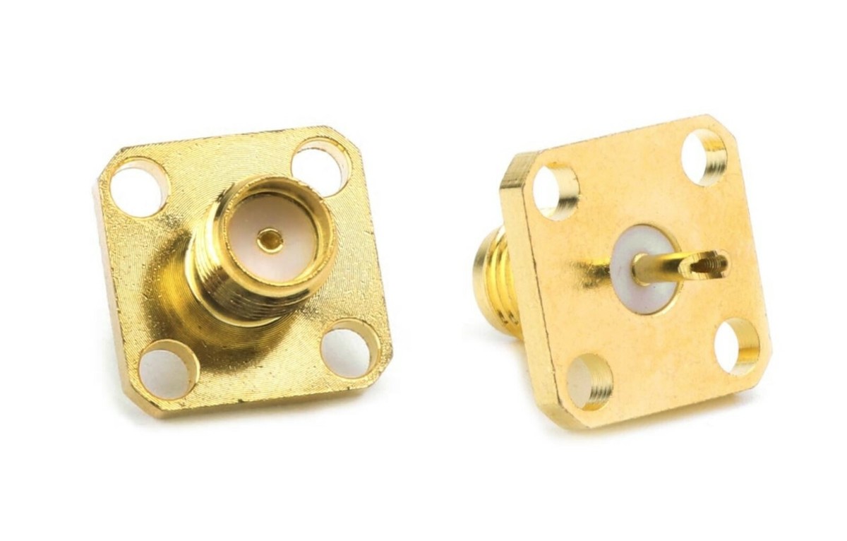 Connettore Coassiale SMA Femmina Pannello Flangia 2 Fori Alto Isolamento - 2