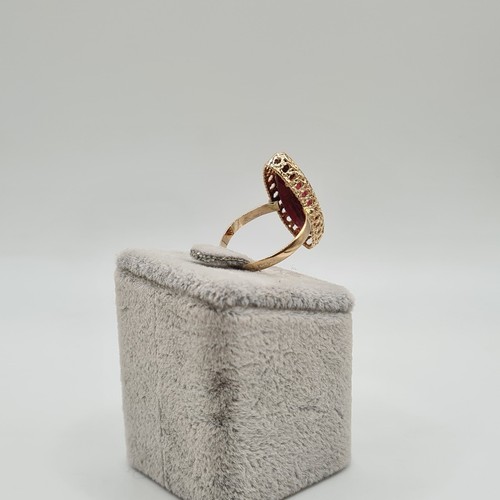 Bague or rose 18 carats sertie d'une pierre rose - Picture 2 of 4