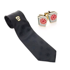 Masonic 100% Silk Woven Mark Degree Keystone Tie & Matching Cufflinks Regalia