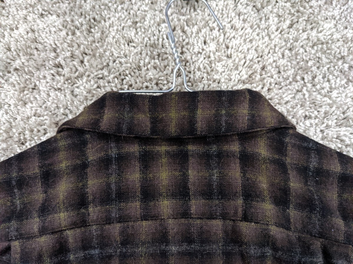 Pendleton Wool Board Shirt Men's Small Plaid Flap Pocket Pendleton Wool Board Shirt Men's Small Plaid Flap Pocket