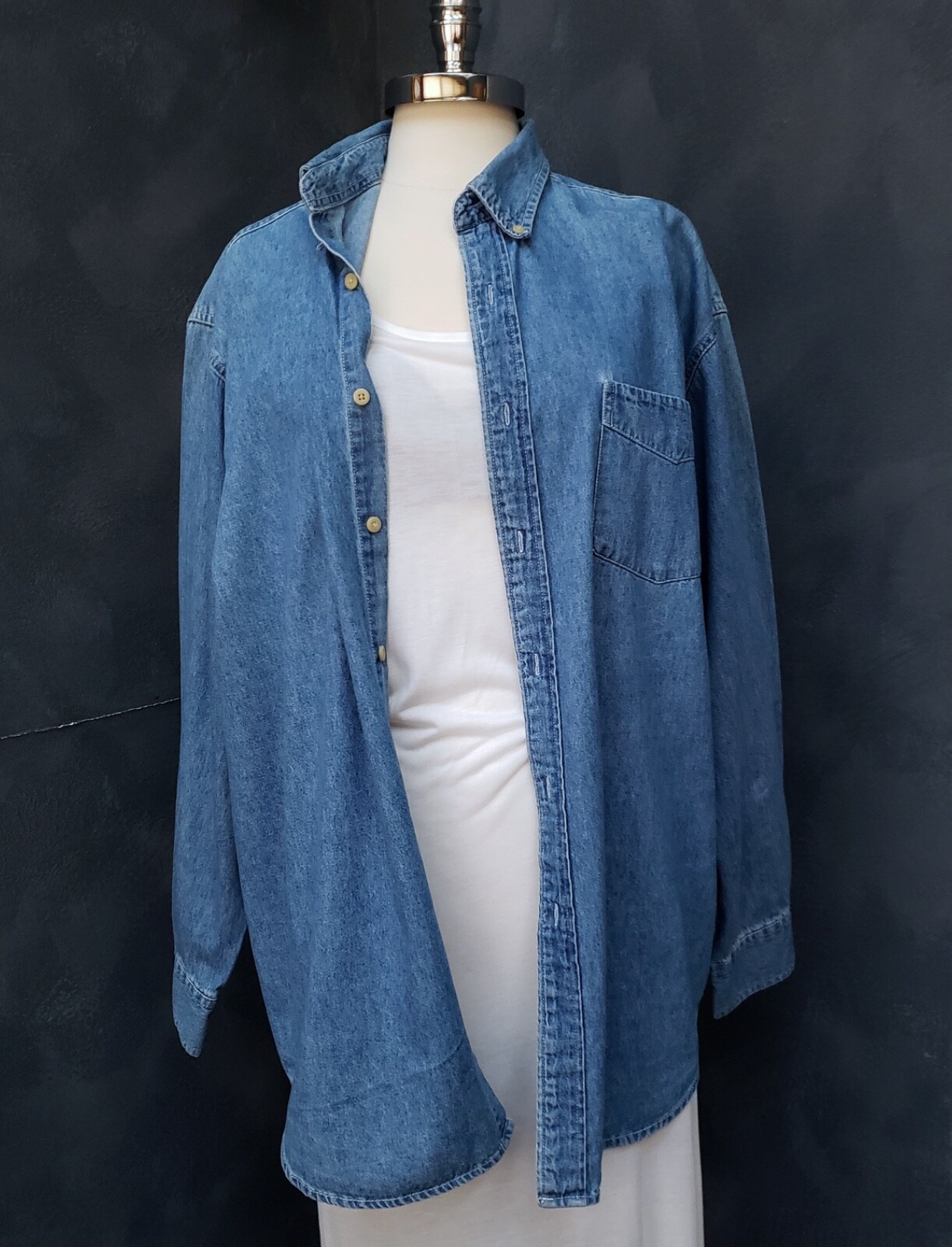 Vintage Basic Editions Denim Button Down Blue Jea… - image 3