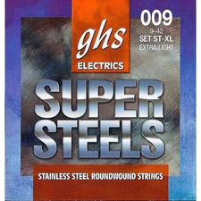 GHS ST-XL Super Steels Stainless Steel Electric Guitar Strings 9-42 gauge