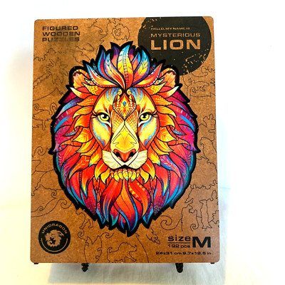 Unidragon Mysterious Lion Wooden Puzzle Whimseys M 192 Pc 9.7''x12.5''- 24x31 cm