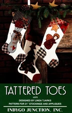 Tattered Toes Applique Christmas Stockings Pattern by  Indygo Junction IJ372