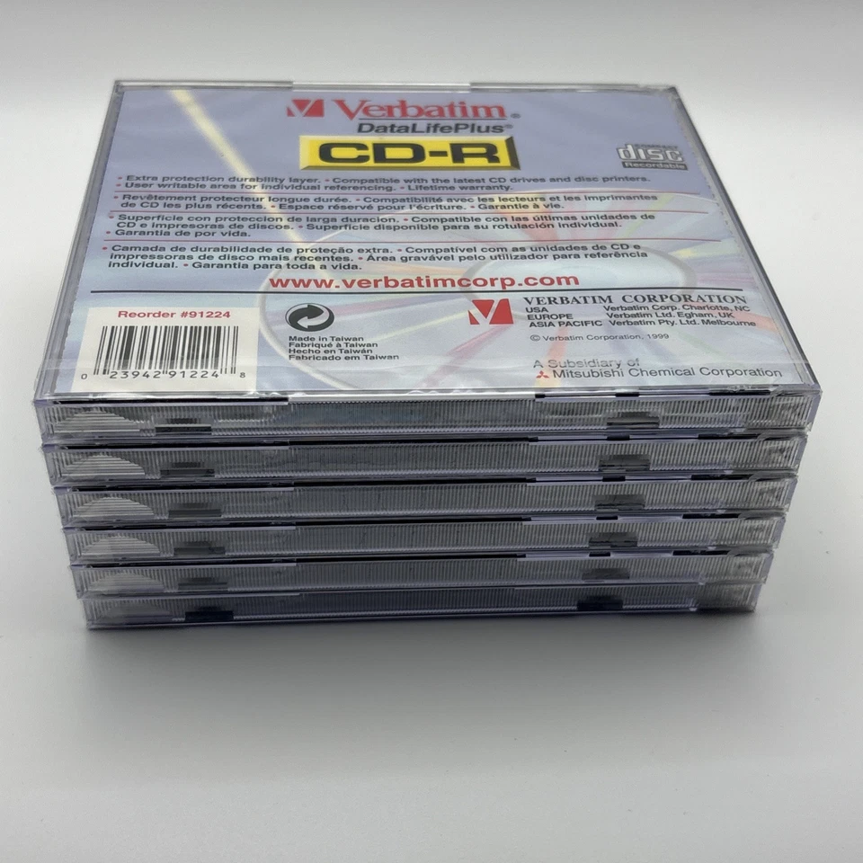 Lote de 6 CD-R Verbatim Data Life Plus con estuches 8X velocidad 74 min 650 MB ✅ Sellado Foto 4 de 4