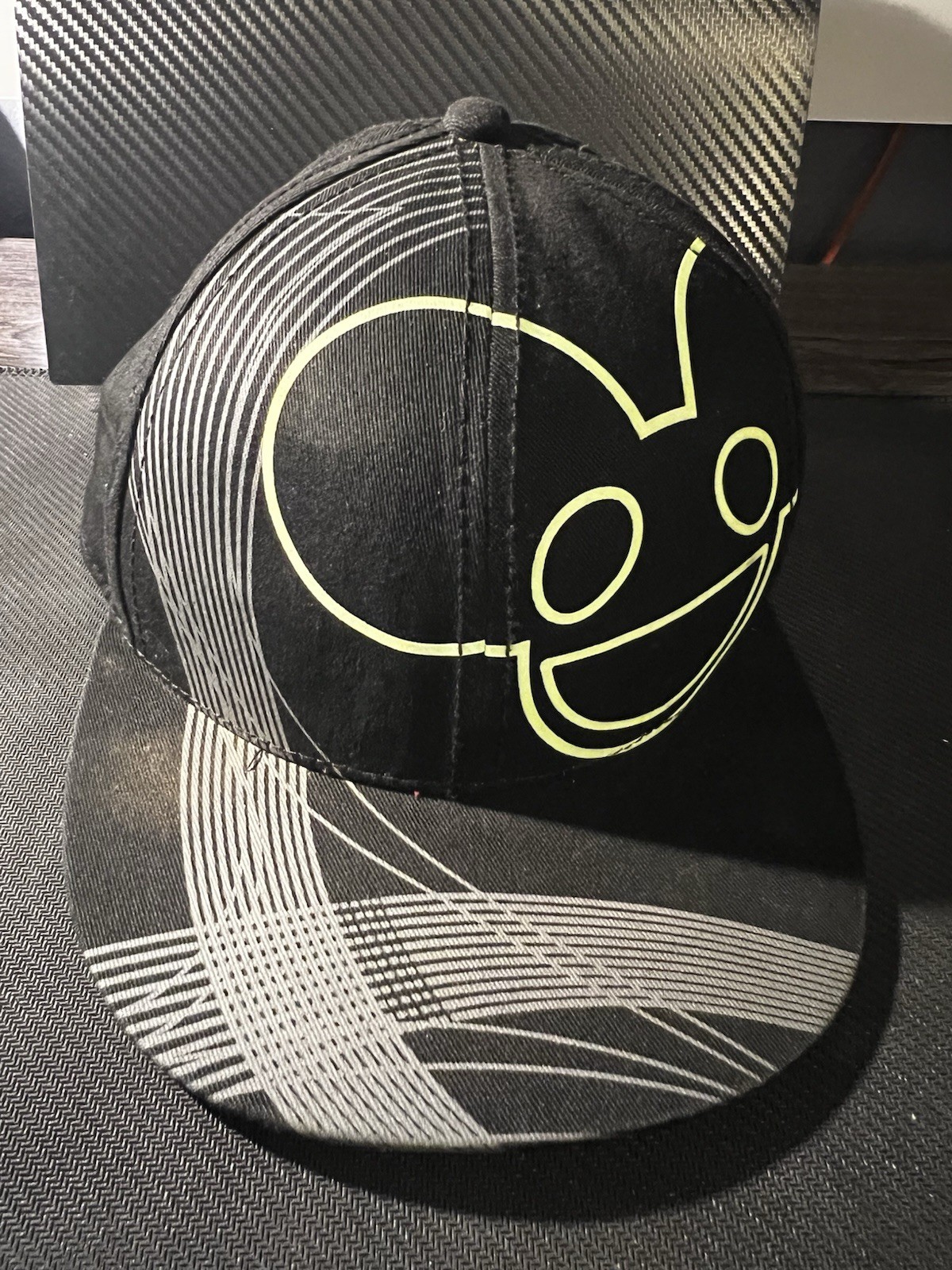 Deadmau5 adjustable Baseball Cap w/ Large Logo On Front & Writing On The brim