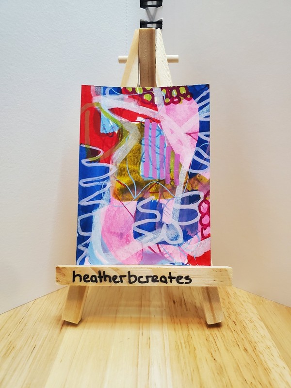 ACEO Original Abstract Acrylic Painting by heatherbcreates, Exuberance 1