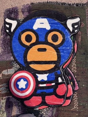 A Bathing Ape Marvel Superheroes Multicolor Modern Character Area Rug Set