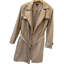 Roz & Ali Beige Trench Coat Belted Classic Style Outerwear Womens Size 3X