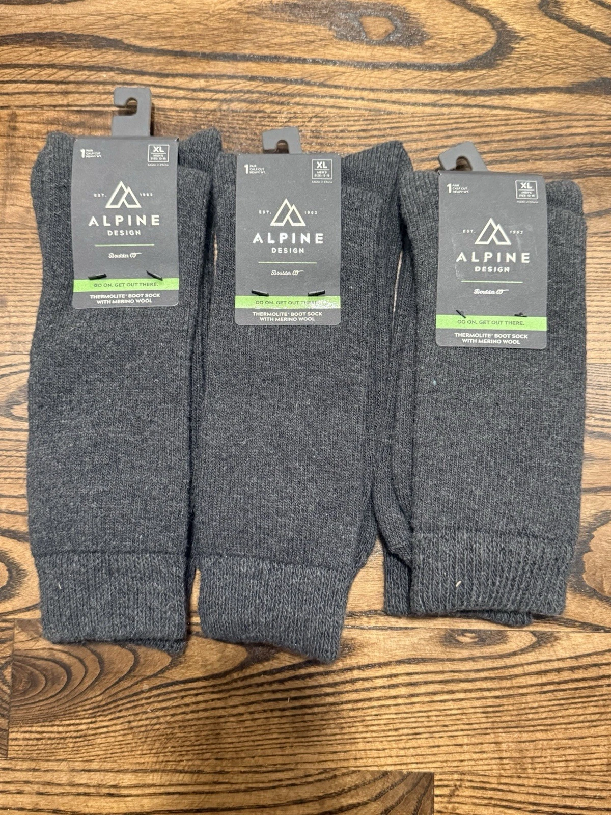 3pks Alpine Design Thermolite Boot Socks W/Merino Wool Men’s Sz XL SO-003