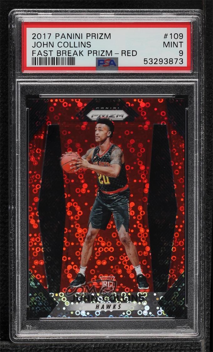 2017 Panini Prizm Fast Break Red /125 John Collins #109 PSA 9 MINT Rookie RC 5xx