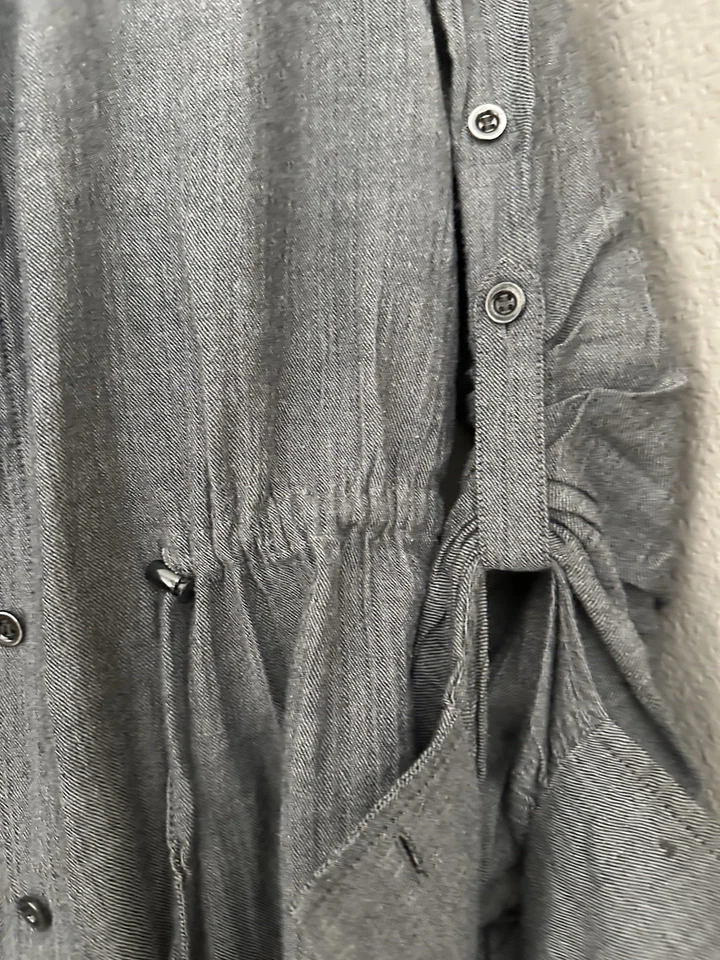 Lafayette 148 Shirt Dress Cotton Wool Minimalist Career Women L Gray, Neutral - Image 3 of 4