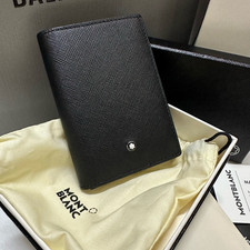 Mont blanc Black Leather Card Holder Sartorial 4CC Mini Wallet MB113223 - New