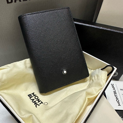 Mont blanc Black Leather Card Holder Sartorial 4CC Mini Wallet MB113223 - New