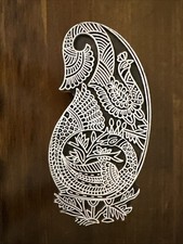 Large Paisley Peacock Design Printing Block Wooden Stamp New