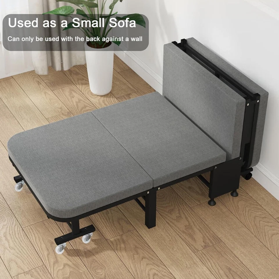 Folding Guest Bed 70x190cm, Durable Folding Travel Cot with Thick Mattress - Image 3 of 4