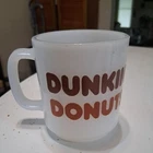 Vintage Dunkin Donuts Glasbake Milk Glass Coffee Mug 1970’s Retro Promo Cup