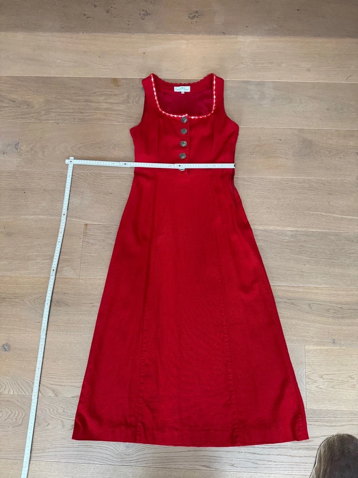Landhaus Original Trachtenkleid, lang, rot, Leinenmischung, Gr. 36 - Bild 4 von 4