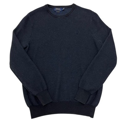 Polo Ralph Lauren Pullover Herren Small Navy Blau Pima Baumwolle Rundhals Sweater