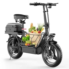 Adult Electric Bicycle 14" Tire 48V 15AH 25MPH 35Miles 1200W Peak Motor NEW~