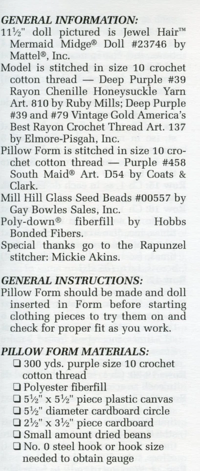 Rapunzel The Fairy Tale Collection Fashion Doll Crochet Pattern Annies Attic - Image 3 of 3