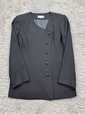 Kasper Jacket Women 6 Black ASL Asymmetric Button Career Sports Coat Suit Blazer