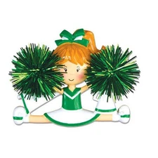 Cheerleader Green Personalized Christmas Tree Ornament